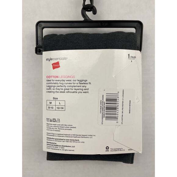 Hanes StyleEssentials Cotton Leggings Size Large 12-14 Marble Heather Footless - Picture 3 of 5